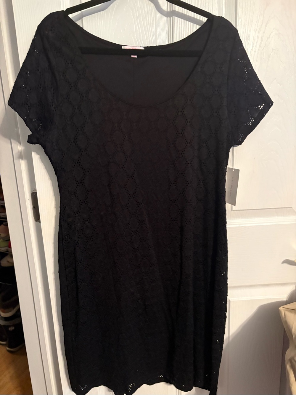 Isaac Mizrahi Black Lace Short-Sleeve Dress